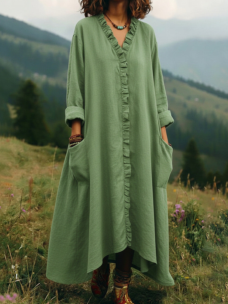 Stylish Relaxed-fit Cotton Midi Dress