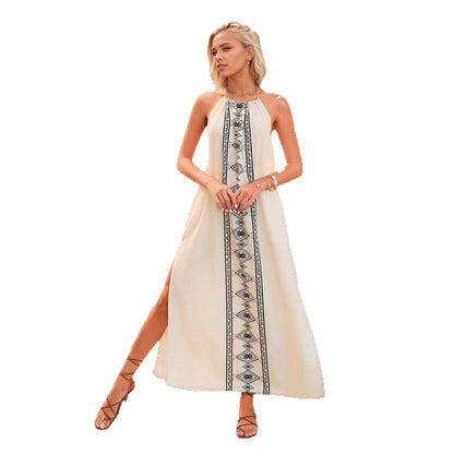 Womens Backless High-Slit Holiday Slip Dress