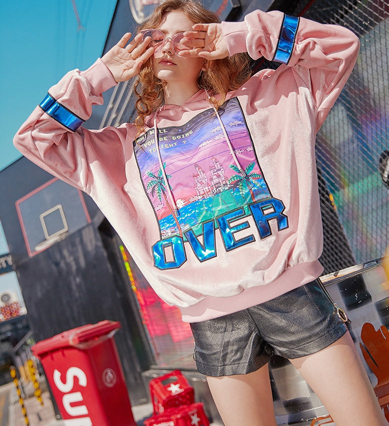 Summer and winter jasmine street jinsirong bright patch oversize Hoodie BF