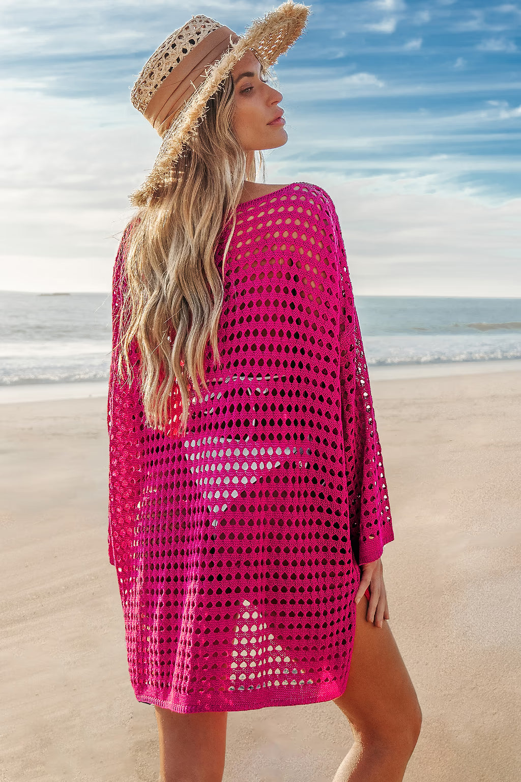 Oversized Boat Neck Cut-Out Cover-Up