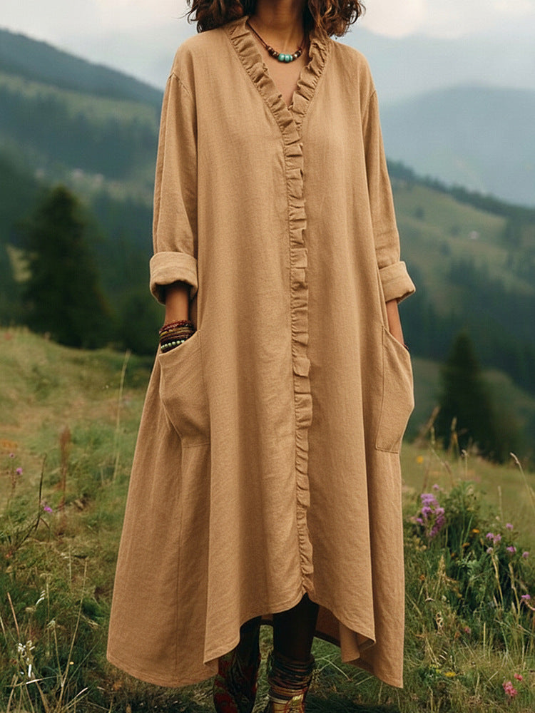 Stylish Relaxed-fit Cotton Midi Dress