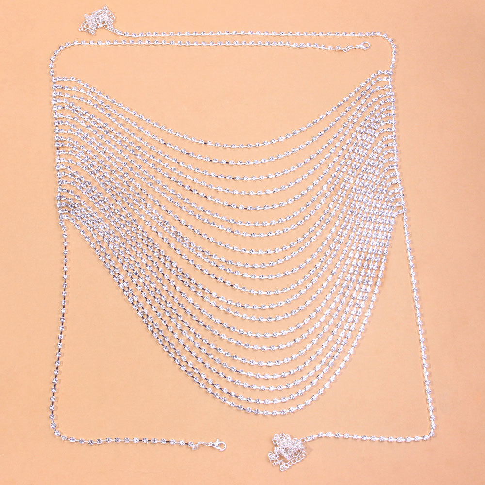 Three-piece Rhinestone Body Chain Suit Beach Party  Diamond Underwear Set