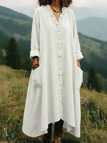Stylish Relaxed-fit Cotton Midi Dress