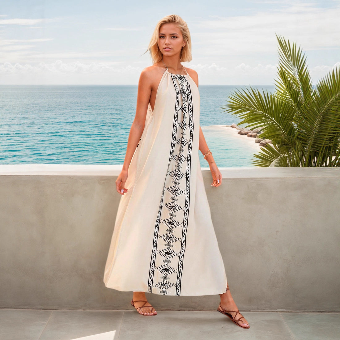 Womens Backless High-Slit Holiday Slip Dress